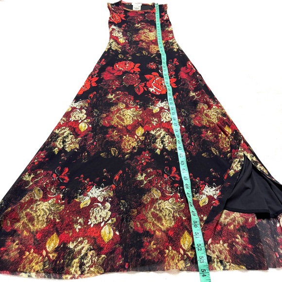 Fuzzi Jean Paul Gaultier sz M Tulle Mesh Maxi Dress Floral Italy Lined - Picture 6 of 9